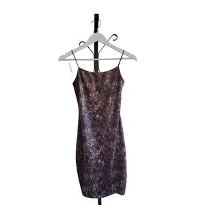 NWT Chocolate Brown Snake Print Mini Dress, Small
